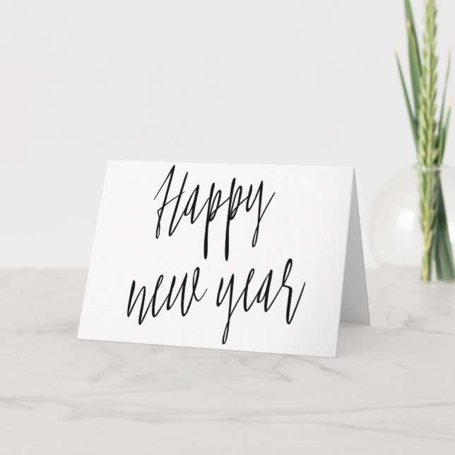 Cartão De Festividades Beautiful simple calligraphy "Happy New Year" (Frente)