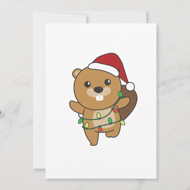 Cartão De Festividades Beaver Christmas Winter Animals Beaver (Frente)