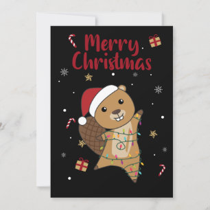 Cartão De Festividades "Beaver Feliz Natal Animais de Inverno"