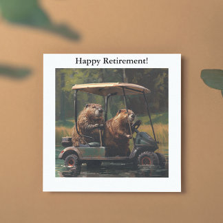Cartão De Festividades Beavernas num carrinho de golfe, personalizáveis