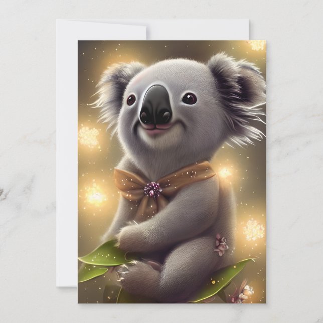 Cartão De Festividades Bebê Adorável Sorrindo Urso Koala (Frente)