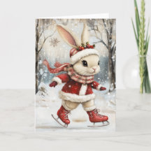 Bebê Coelho Fofo de Patinação no Gelo Natal
