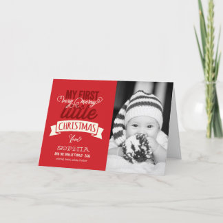 Cartão De Festividades Bebê é minha Feliz pequena foto de Natal