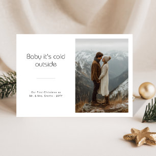 Cartão De Festividades Bebê Está Frio Fora do Primeiro Natal Recentemente