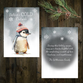 Cartão De Festividades Bebê, Está Frio Lá Fora Pinguim