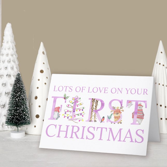 Cartão De Festividades Bebê Menina Primeiro Ficheiro De Natal Personaliza (Baby Girl 1st Christmas Card. Buy professionally printed or as a printable digital download.)