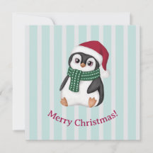 Bebê Pinguim Fofo Usando Chapéu de Papai Noel Nata