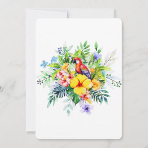 Cartão De Festividades Bebê Red Macaw Com Placas De Nota De Flores Tropic