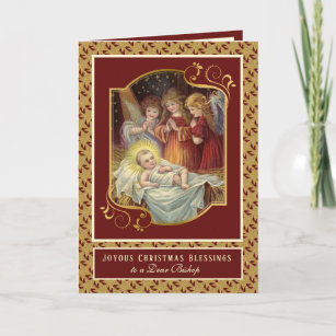 Cartão De Festividades Bebê religioso Jesus Natal Angels Bishop