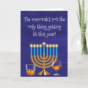 Cartão De Festividades Bebendo Engraçado Hanukkah Menorah Cocktails