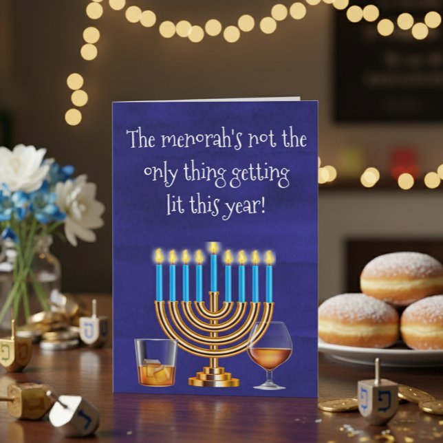 Cartão De Festividades Bebendo Engraçado Hanukkah Menorah Cocktails (Criador carregado)