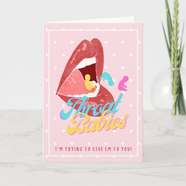 Cartão De Festividades Bebês da garganta, tentando dar a você (Frente)