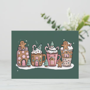 Cartão De Festividades Bebida de Natal de Café com Gengibre Amante de Caf