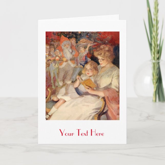 Cartão De Festividades Bedtime Story on Christmas Eve. (Frente)