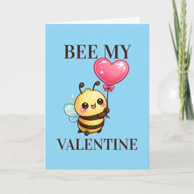 Cartão De Festividades Bee be My Valentine Pun Humor (Frente)