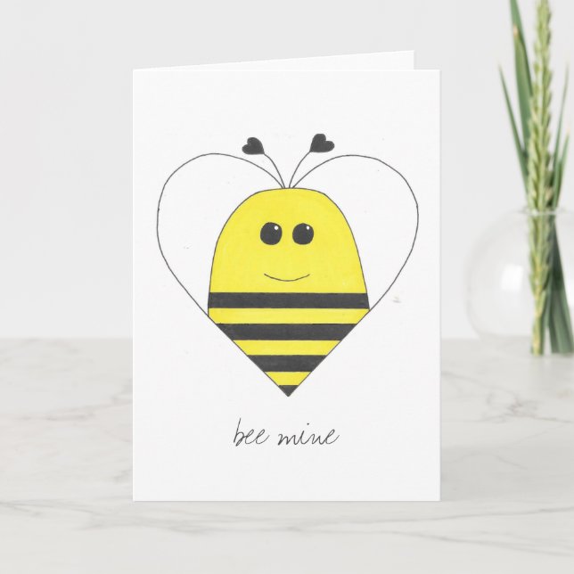 Cartão De Festividades Bee Mine Heart Bee Folding Card (Frente)
