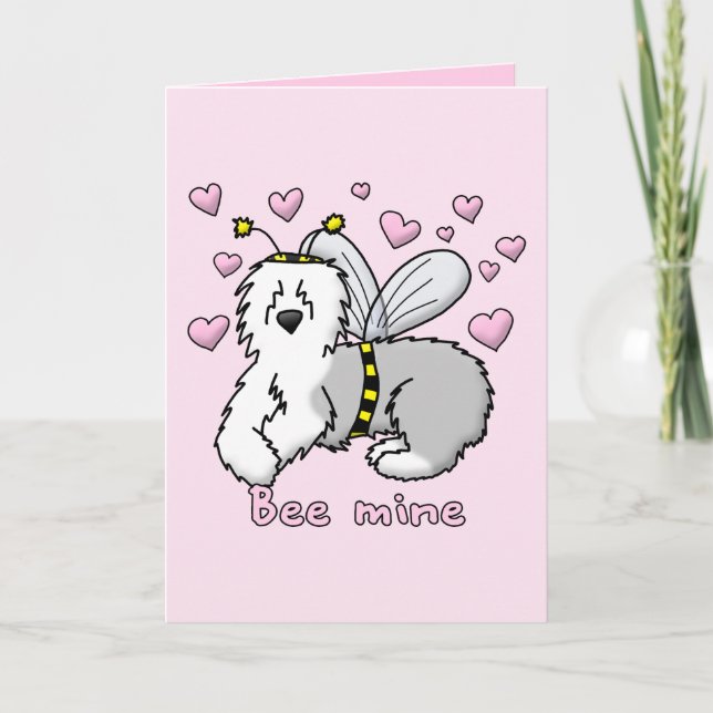 Cartão De Festividades Bee Mine Old English Sheepdog (Frente)