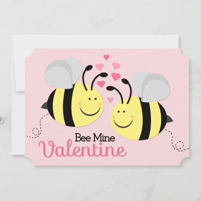 Cartão De Festividades Bee Mine Valentine's Day Horizontal Flat Card (Frente)