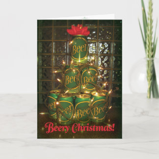 Cartão De Festividades Beery Christmas - Lighted Beer Tree Card