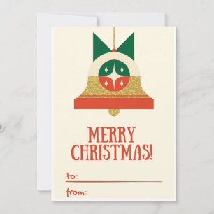 Cartão De Festividades Bege Vermelho e Verde Retro Vintage Ilustrativo Ho