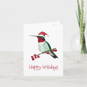 Cartão De Festividades Beija-flor de Papai Noel