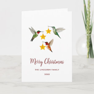 Cartão De Festividades Beija-flores personalizados Feliz Natal 
