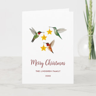 Cartão De Festividades Beija-flores personalizados Feliz Natal