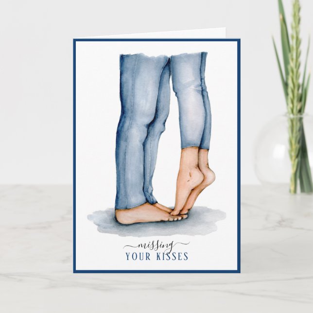 Cartão De Festividades Beijo de Tiptoe de Aquarela | Sinto saudades de vo (Frente)