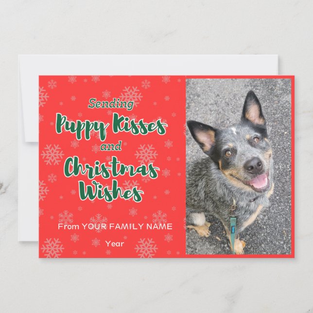 Cartão De Festividades Beijos de Cachorrinho e Feliz Natal Personalizávei (Frente)