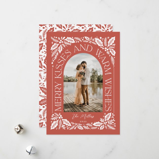 Cartão De Festividades Beijos de Feliz Vermelha e Aquecimento Despertam F (Frente/Verso In Situ)