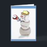 Cartão De Festividades Beisebol Snowman Natal<br><div class="desc">Um bonitão de beisebol está pronto para as férias. Uma mercadoria divertida de Natal e ideias de presentes para o amante do beisebol na sua lista de comprados.</div>