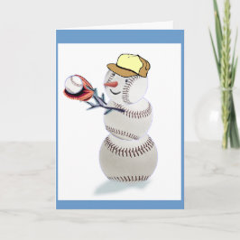 Cartão De Festividades Beisebol Snowman Natal