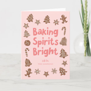 Cartão De Festividades Beking Spirs Brilhantes Biscoitos de Natal Rosa