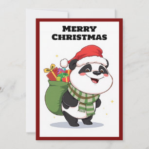 Cartão De Festividades Bela animação moderna Humor Panda Feliz Natal