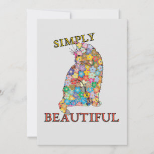 Cartão De Festividades Bela Bela Flores Coloridas Amor De Gato