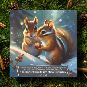 Cartão De Festividades Bela floresta Chipmuns Bíblia Verso Natal
