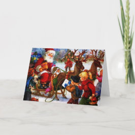 Cartão De Festividades Bela Pintura de Natal Vintage