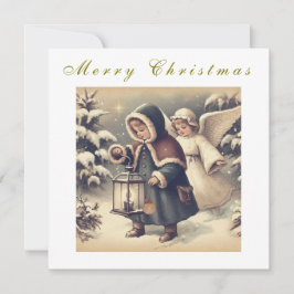 Cartão De Festividades Bela Postcard de Natal Anjos Feriado