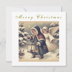 Cartão De Festividades Bela Postcard de Natal Anjos Feriado