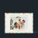 Cartão De Festividades Bela Sage Blush Foto De Natal Floral Rosa<br><div class="desc">Cartão de Férias de Natal Floral Cor-de-Rosa-Rosa-Cinza com Sage Bonito</div>