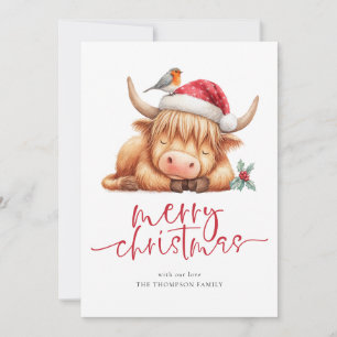 Cartão De Festividades Bela Vaca Highland 2026 Calendário Feliz Natal