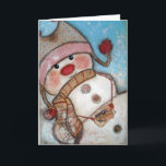 Cartão De Festividades Believe in Snowmen<br><div class="desc">Original mixed media collage. Snowman with  believe sign</div>