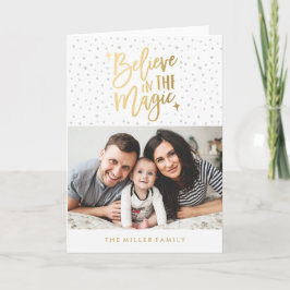 Cartão De Festividades Believe In The Magic Holiday Photo Greeting Card