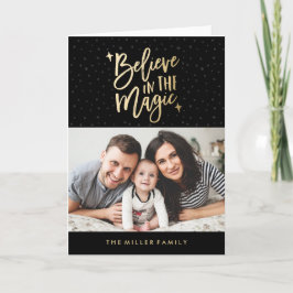 Cartão De Festividades Believe In The Magic Holiday Photo Greeting Card