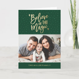 Cartão De Festividades Believe In The Magic Holiday Photo Greeting Card