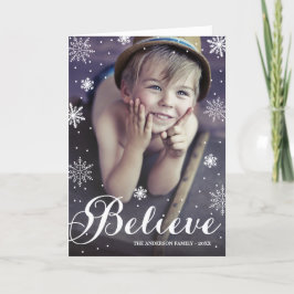 Cartão De Festividades Believe Snowflakes | Folded Holiday Greeting Card
