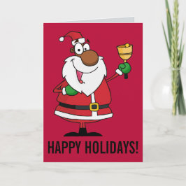 Cartão De Festividades Bell Ringing Black Santa Claus