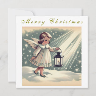 Cartão De Festividades Belo Anjo de Natal vintage