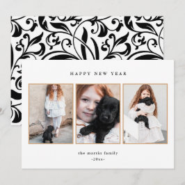 Cartão De Festividades Belo Ano Novo, 3 Fotografias a Preto e Branco