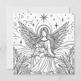 Cartão De Festividades Belo Arte de Colorir Anjo da Guarda